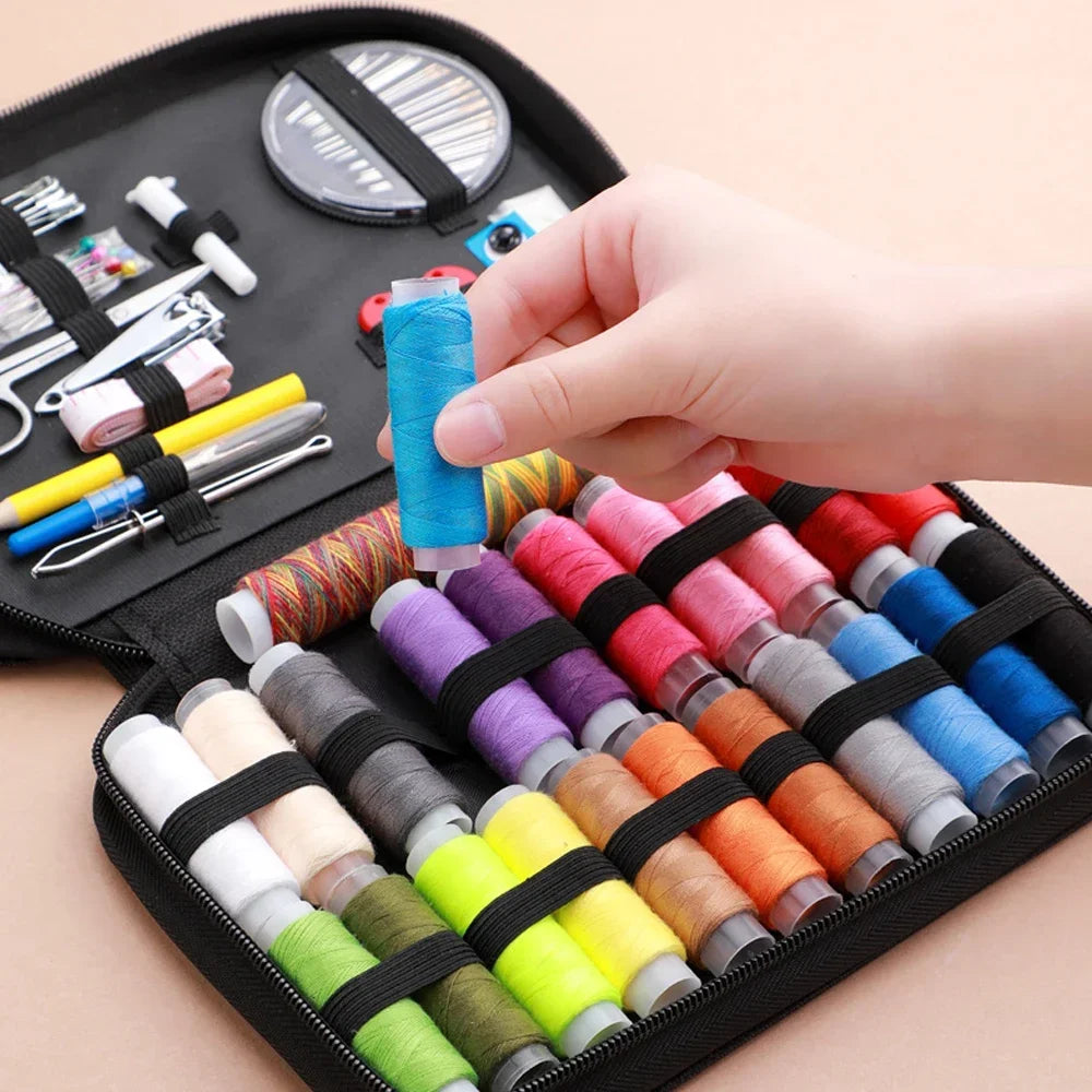 Sewing Kit: Threads, Needles, Scissors & More - Portable Set