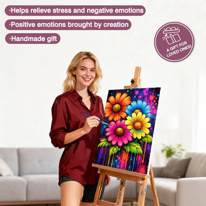 Huacan Oil Paint By Numbers Flower DIY Painting By Numbers New Collection Decorative Paintings